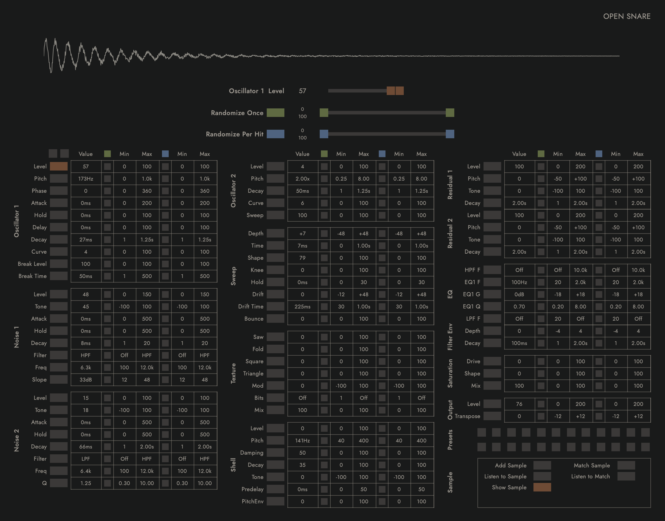 Open Snare dark mode